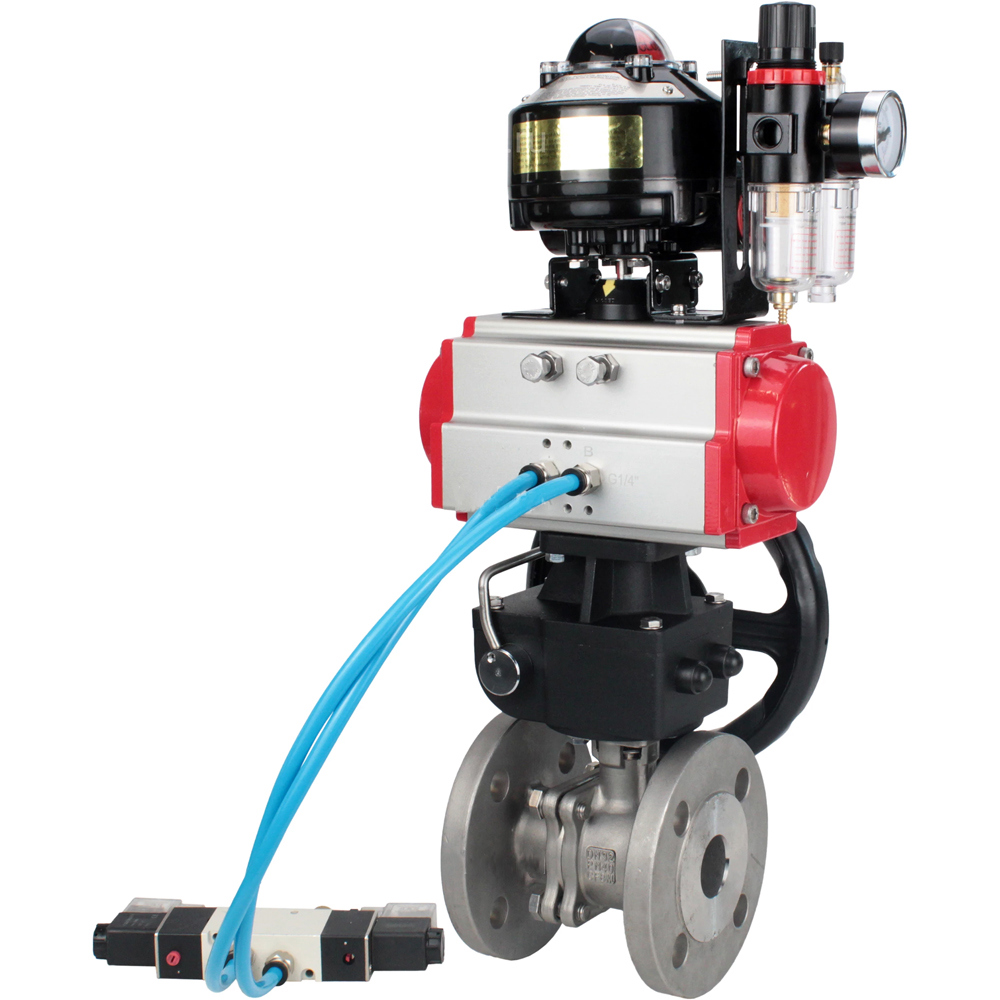 Изображение товара Кран шаровой прямой DN.ru D160-31695 DN150 PN16 с пневмоприводом нержавеющая сталь