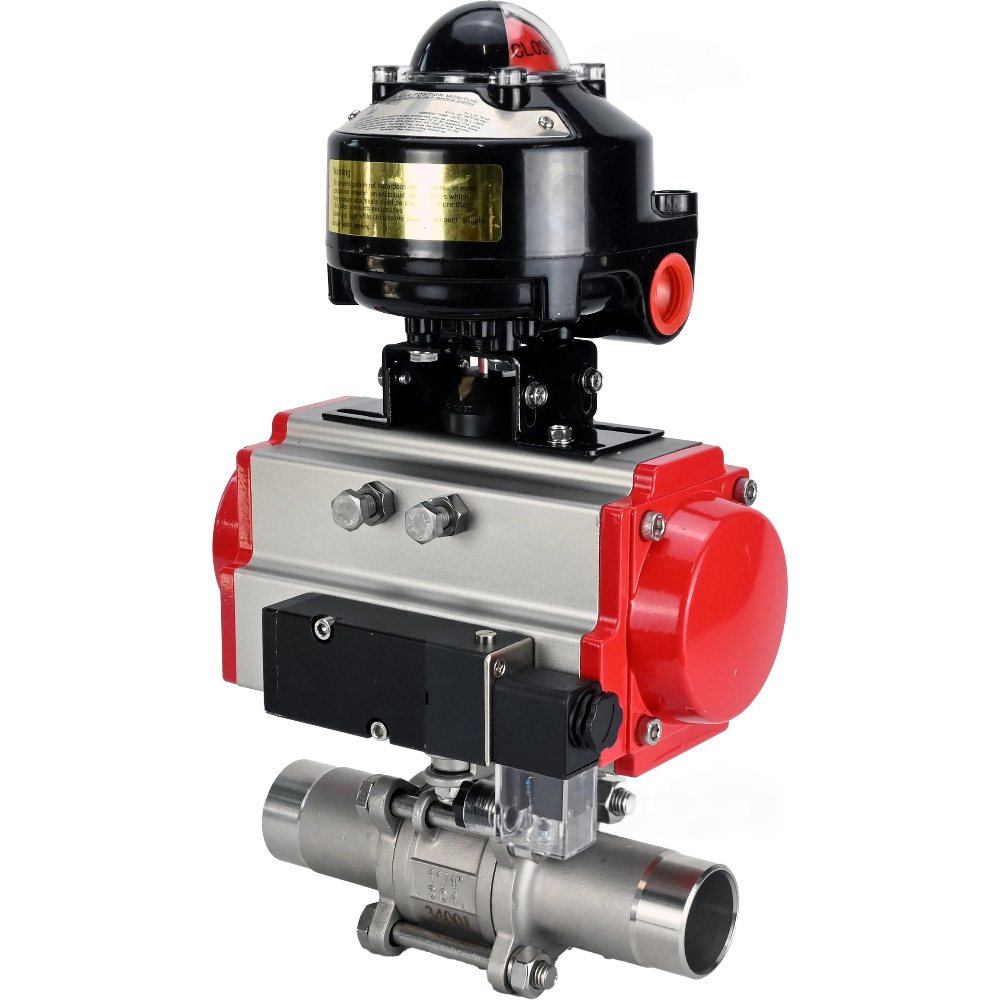 Изображение товара Кран шаровой DN.RU D160-53747 PN63 DN15 с пневмоприводом из нержавеющей стали