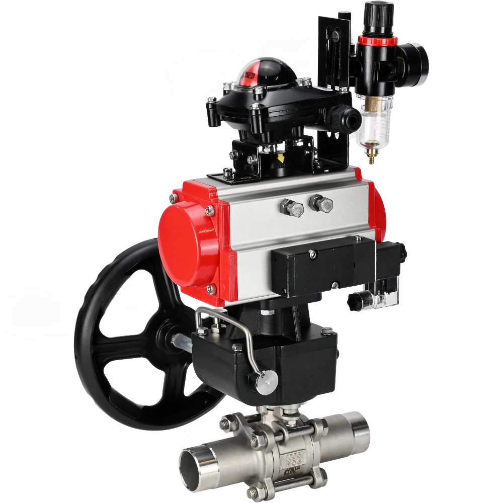 Изображение товара Кран шаровой DN.ru D160-53790 DN65 PN25 с пневмоприводом из нержавеющей стали