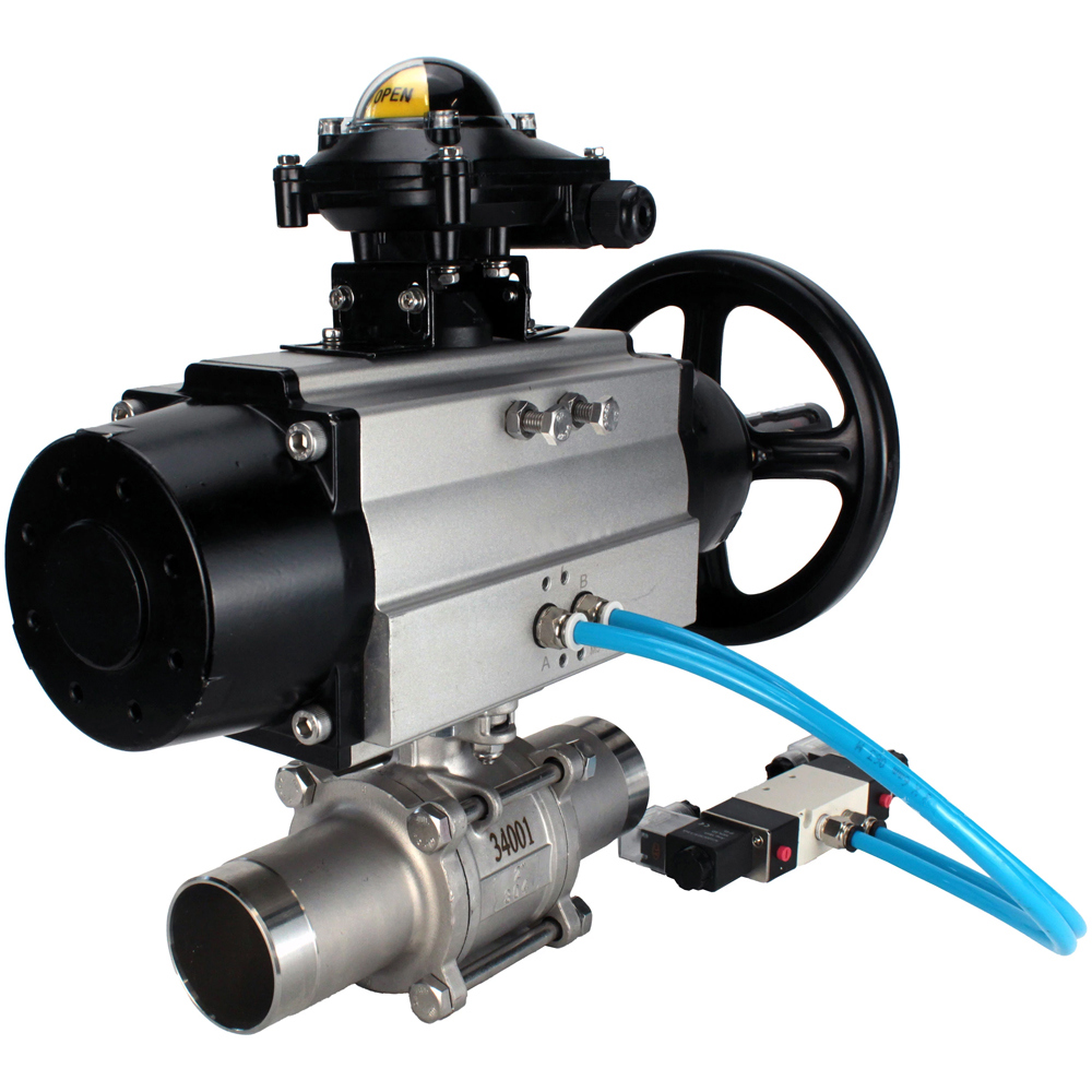 Изображение товара Кран шаровой DN.ru D160-58909 DN100 PN16 с пневмоприводом из нержавейки