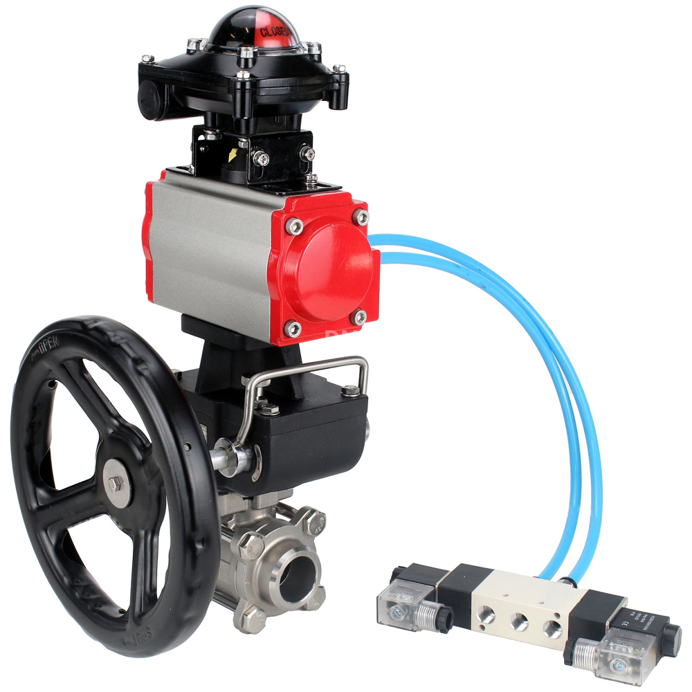 Изображение товара Кран шаровой DN.RU прямой DN10 с пневмоприводом, нерж. сталь, PN63