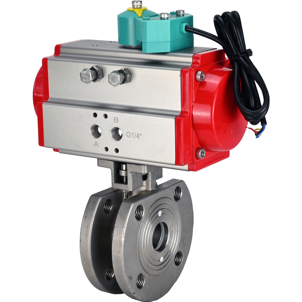 Изображение товара Кран шаровой прямой DN.ru D160-62627 DN65 PN16 с пневмоприводом нержавеющая сталь