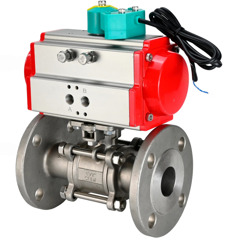 Изображение товара Кран шаровой DN.RU DN25 Пневмопривод 40 бар нержавеющая сталь