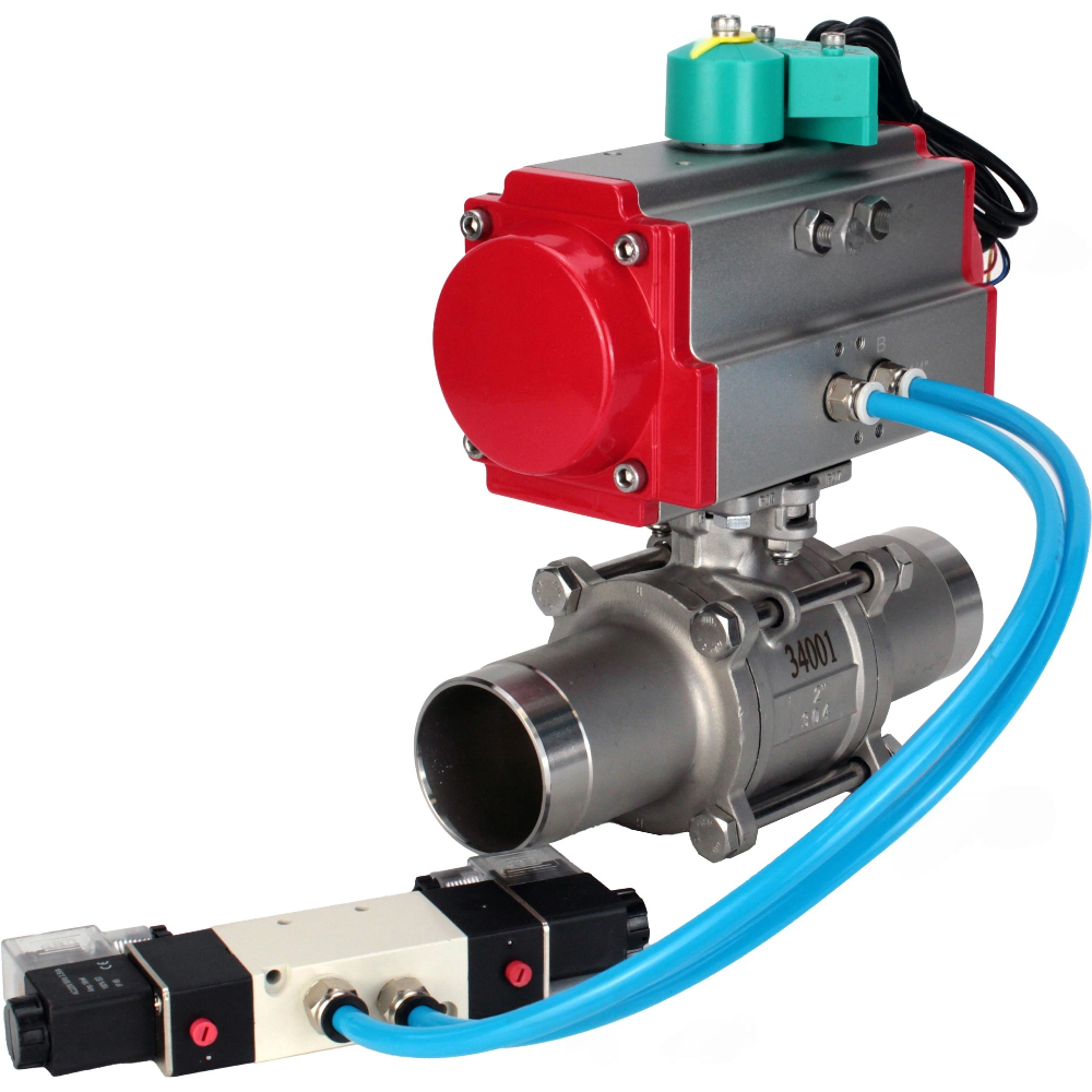 Изображение товара Кран шаровой DN.RU D160-62850 DN100 PN16 с пневмоприводом