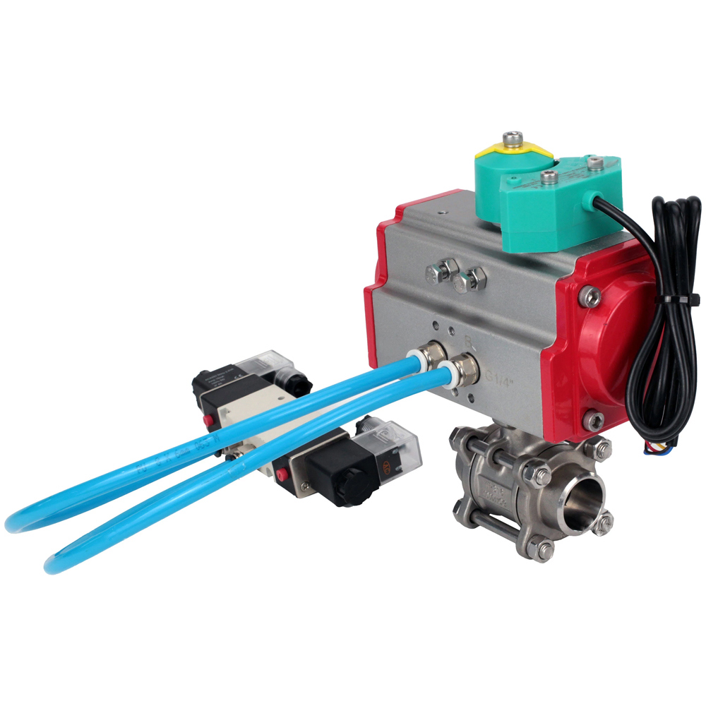 Изображение товара Кран шаровой DN80 PN25 с пневмоприводом из нержавеющей стали