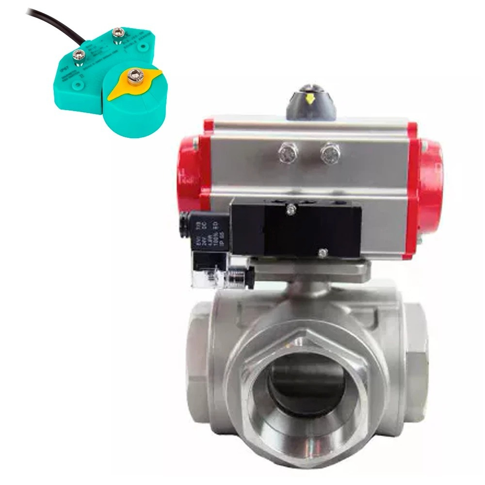 Изображение товара Кран шаровой DN.ru D160-62971 DN15 1/2" ВР с пневмоприводом нержавеющая сталь