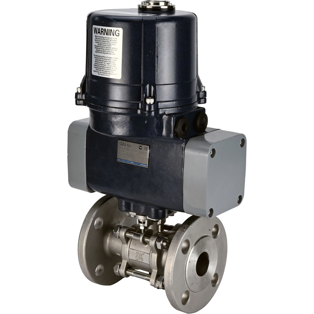 Изображение товара Кран шаровой прямой DN.ru D160-63012 DN20 PN40 с электроприводом нержавеющая сталь