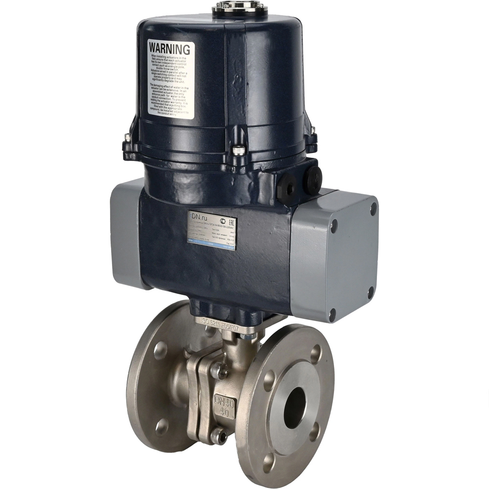 Изображение товара Кран шаровой прямой DN.ru D160-63026 DN50 PN40 с электроприводом нержавеющая сталь