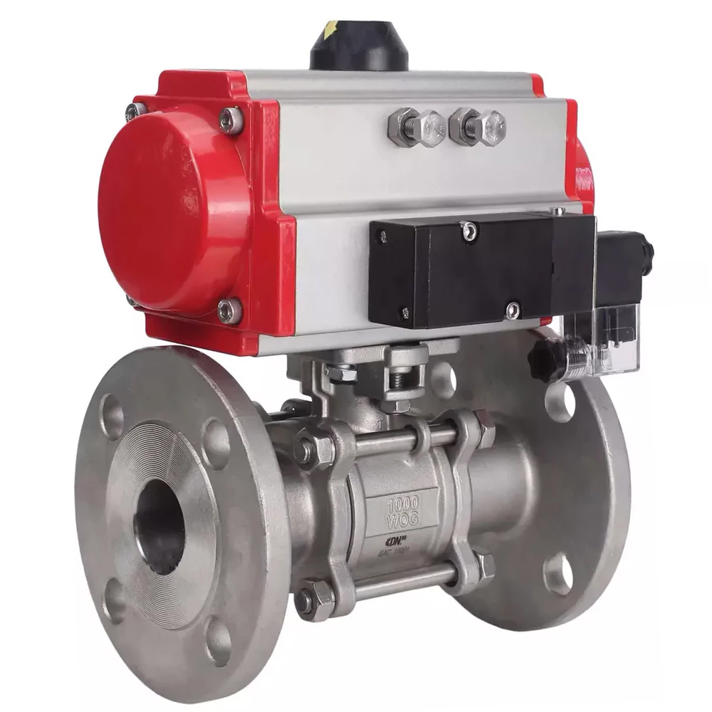 Изображение товара Кран шаровой DN80 PN40 DN.RU с пневмоприводом (нерж. сталь) — прямой, 40 бар