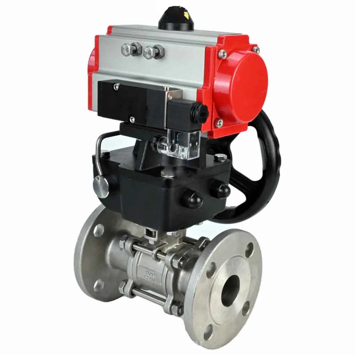 Изображение товара Кран шаровой DN100 PN25 с пневмоприводом, нержавеющая сталь