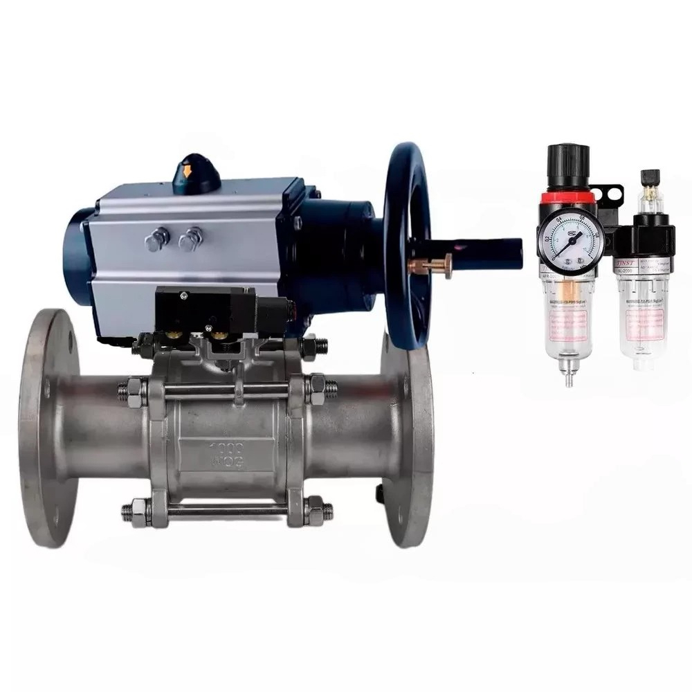 Изображение товара Кран шаровой DN.ru D160-65920 DN100 PN25 с пневмоприводом, нержавеющая сталь