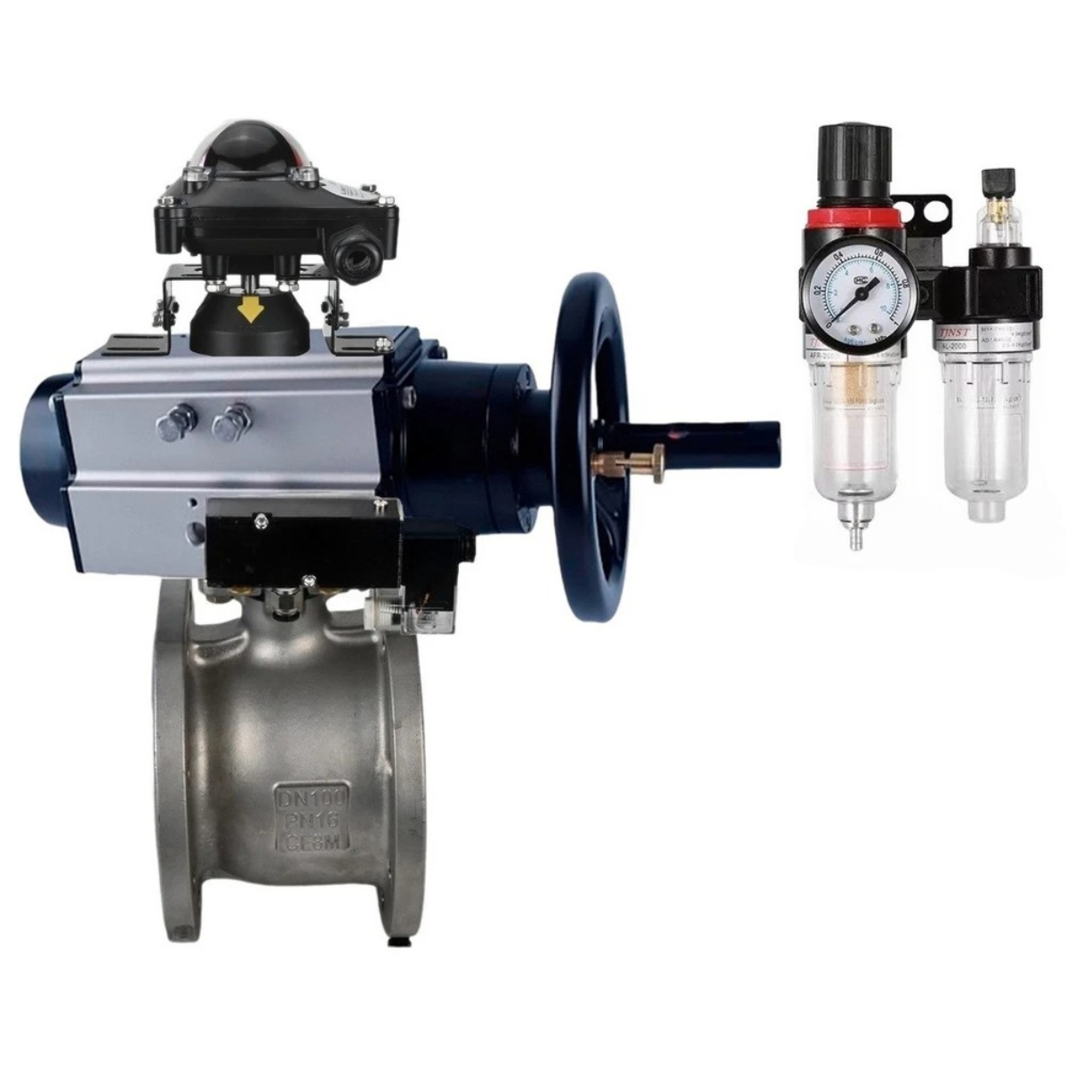 Изображение товара Кран шаровой DN100 PN16 с пневмоприводом DN.RU