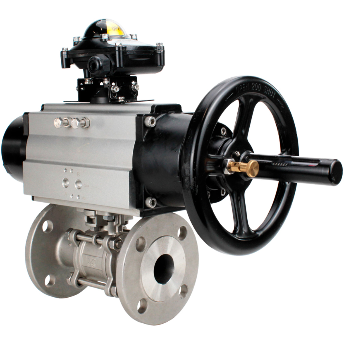 Изображение товара Кран шаровой DN.RU D160-68623 DN100 PN16 с пневмоприводом из нержавеющей стали