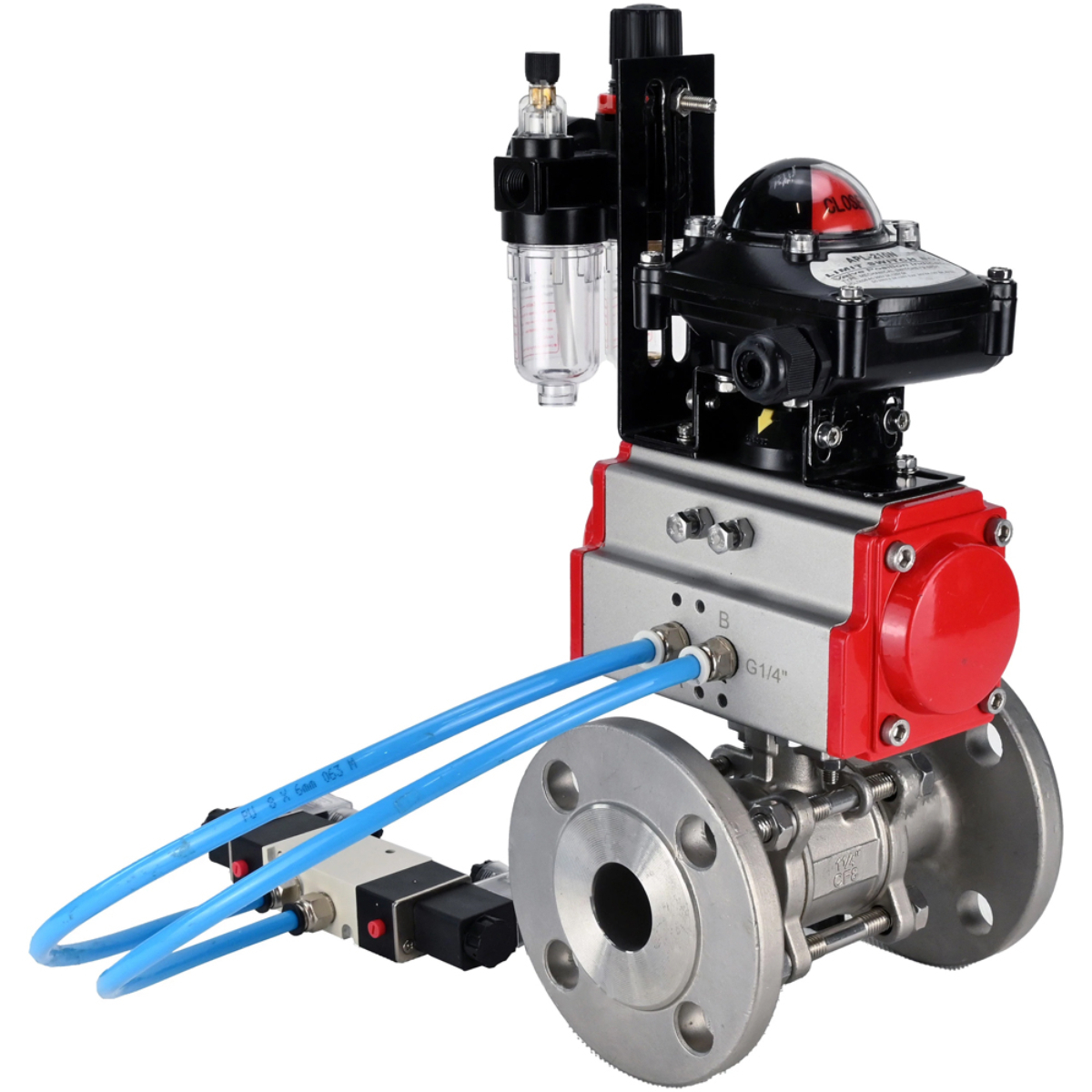 Изображение товара Кран шаровой DN100 PN16 с пневмоприводом из нержавеющей стали