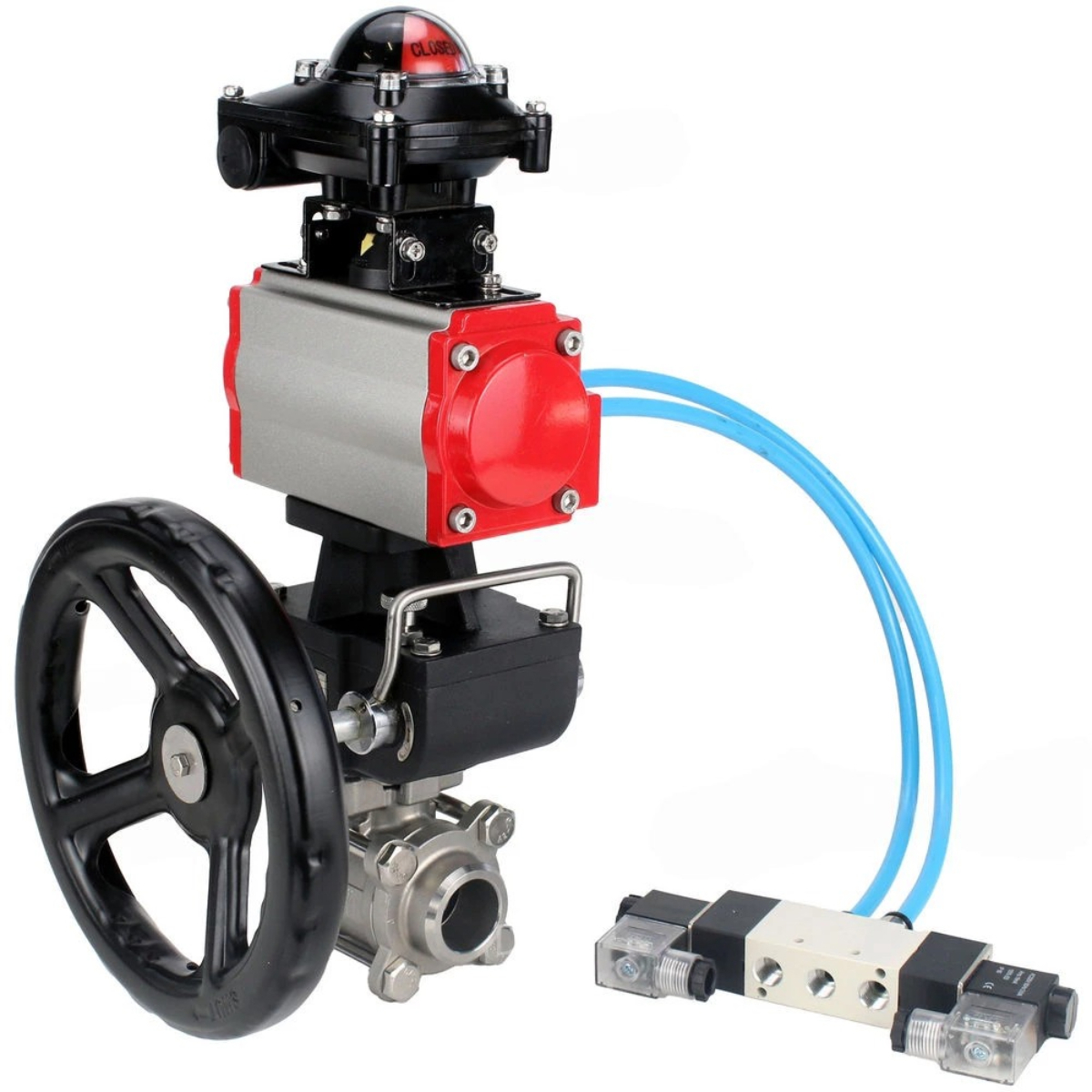 Изображение товара Кран шаровой DN25 PN63 DN.RU с пневмоприводом, нерж. сталь