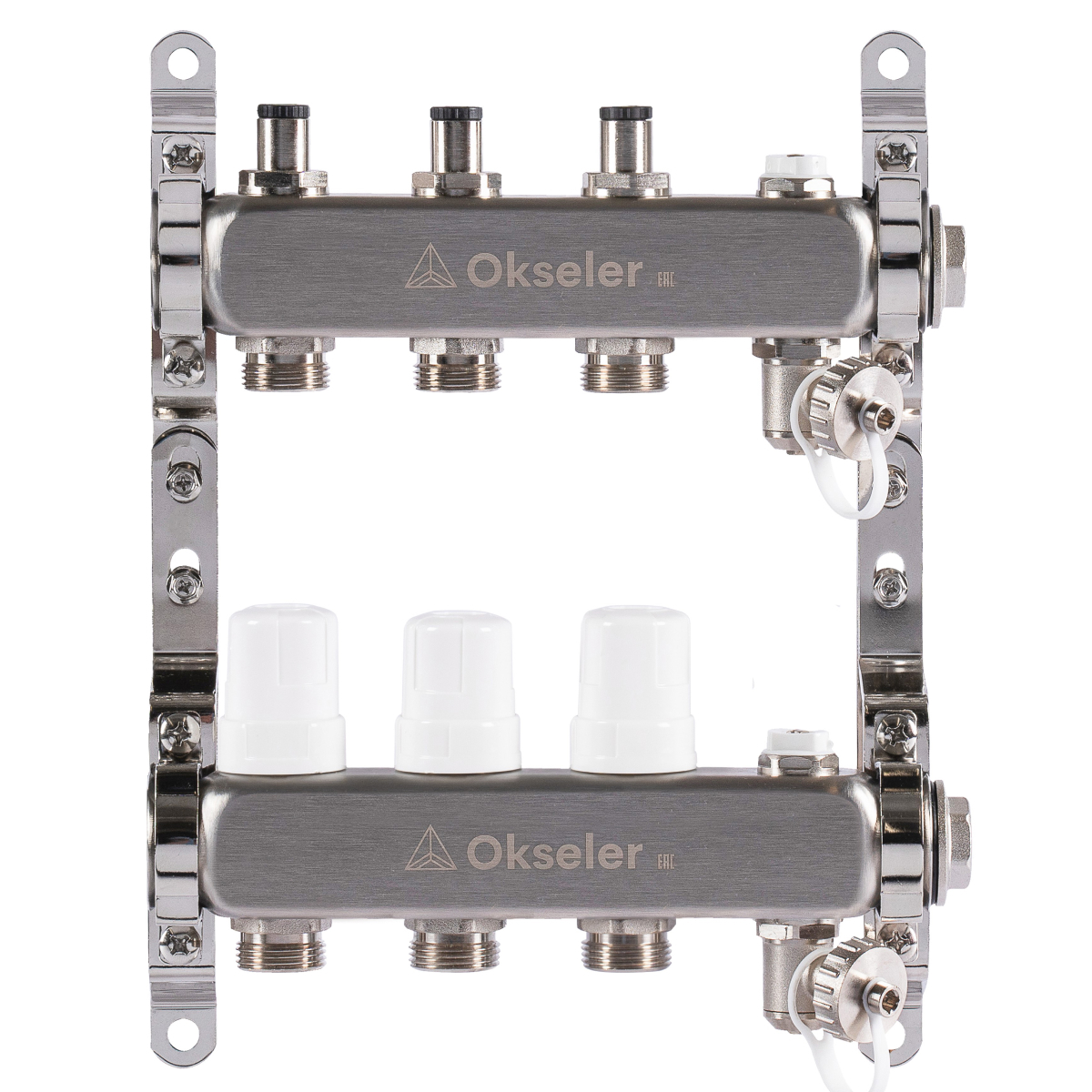 Изображение товара Коллекторная группа Okseler 1x3/4 евроконус из нержавеющей стали 3 выхода