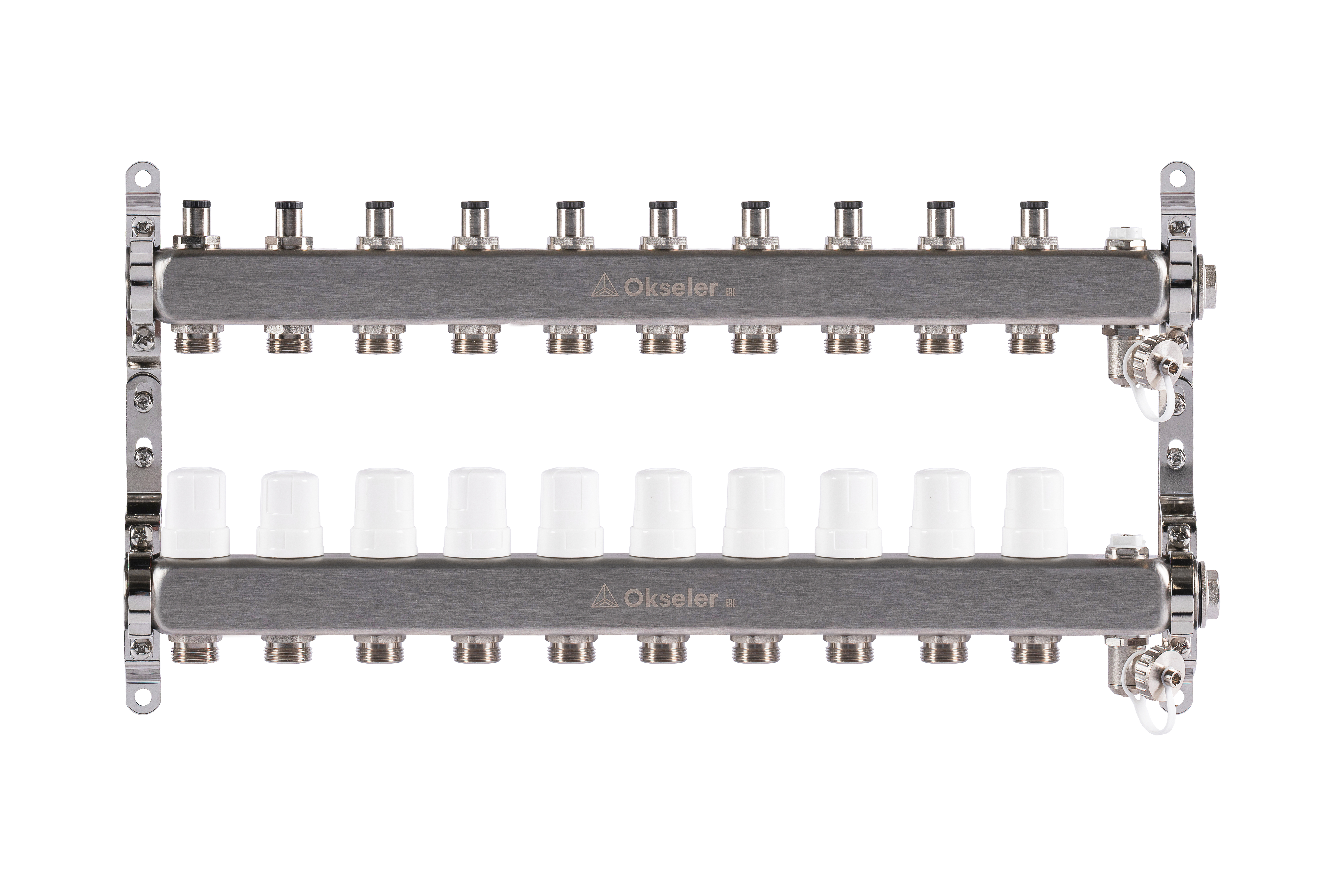 Изображение товара Коллекторная группа Okseler 1x3/4" евроконус 10 выходов нержавеющая сталь