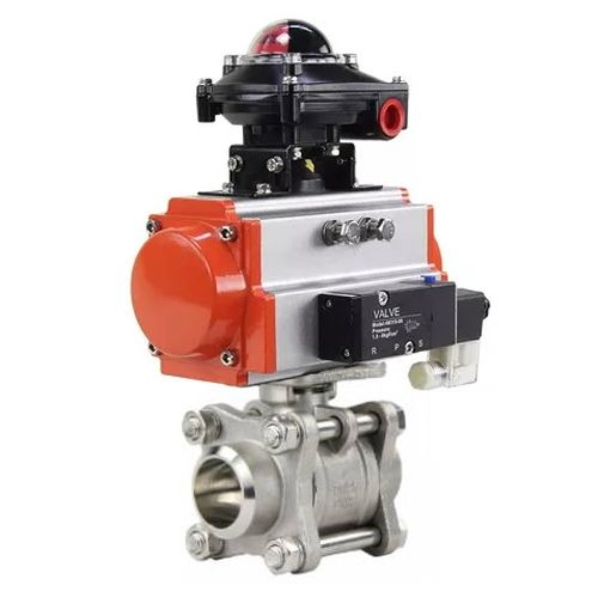 Изображение товара Кран шаровой DN32 PN63 с пневмоприводом — нержавеющая сталь, 63 бар