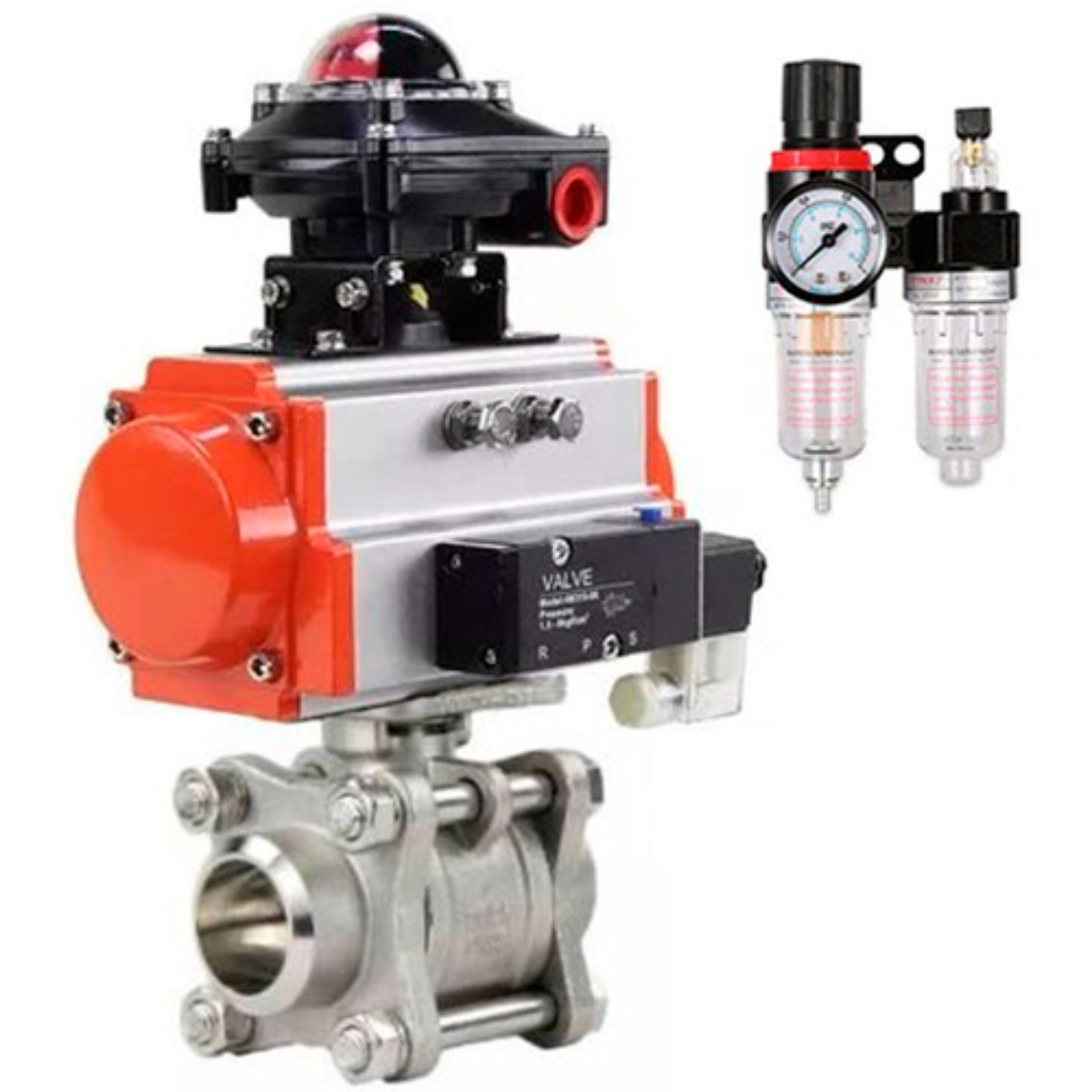 Изображение товара Кран шаровой DN25 PN63 с пневмоприводом из нержавеющей стали