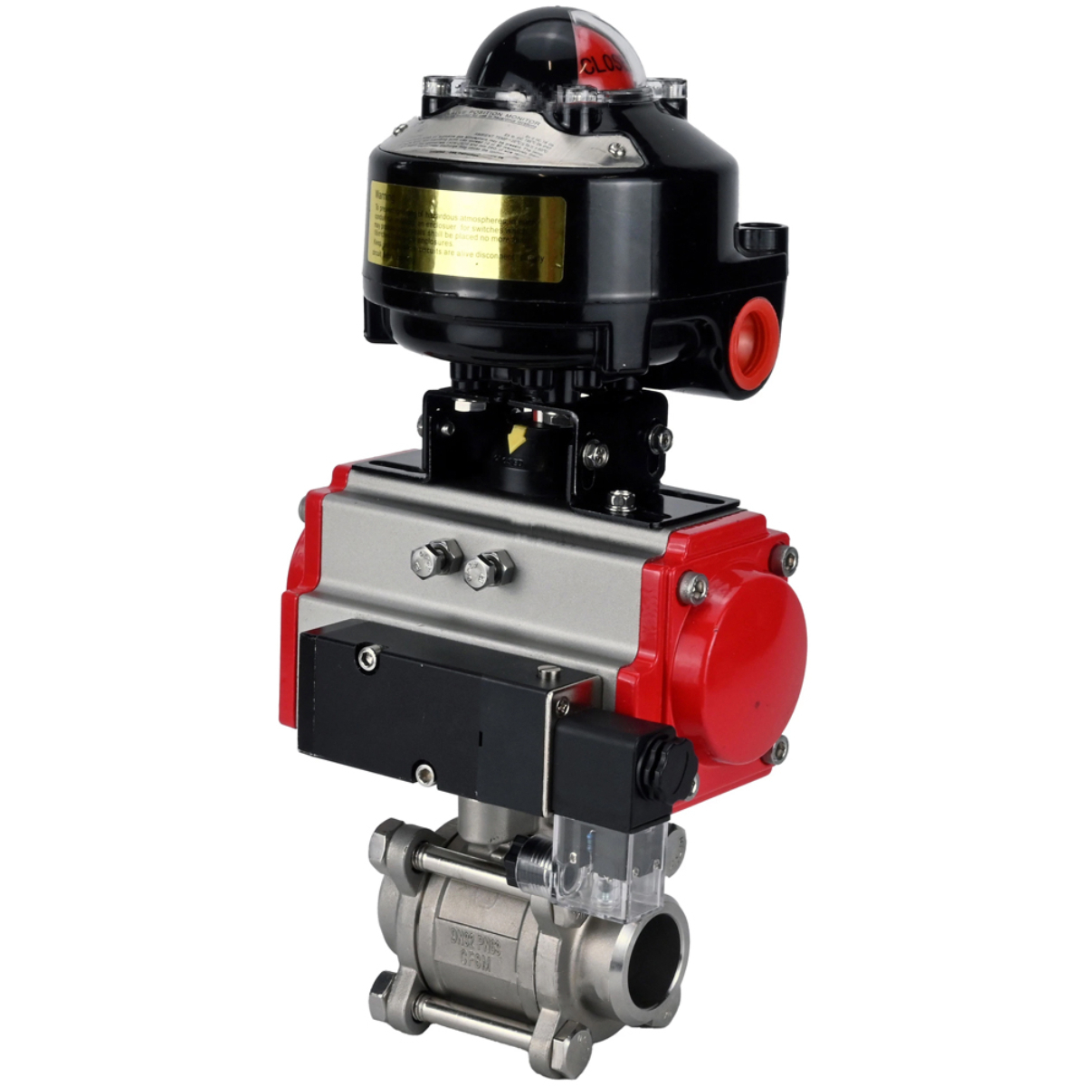 Изображение товара Кран шаровой DN40 PN40 с пневмоприводом, нержавеющая сталь