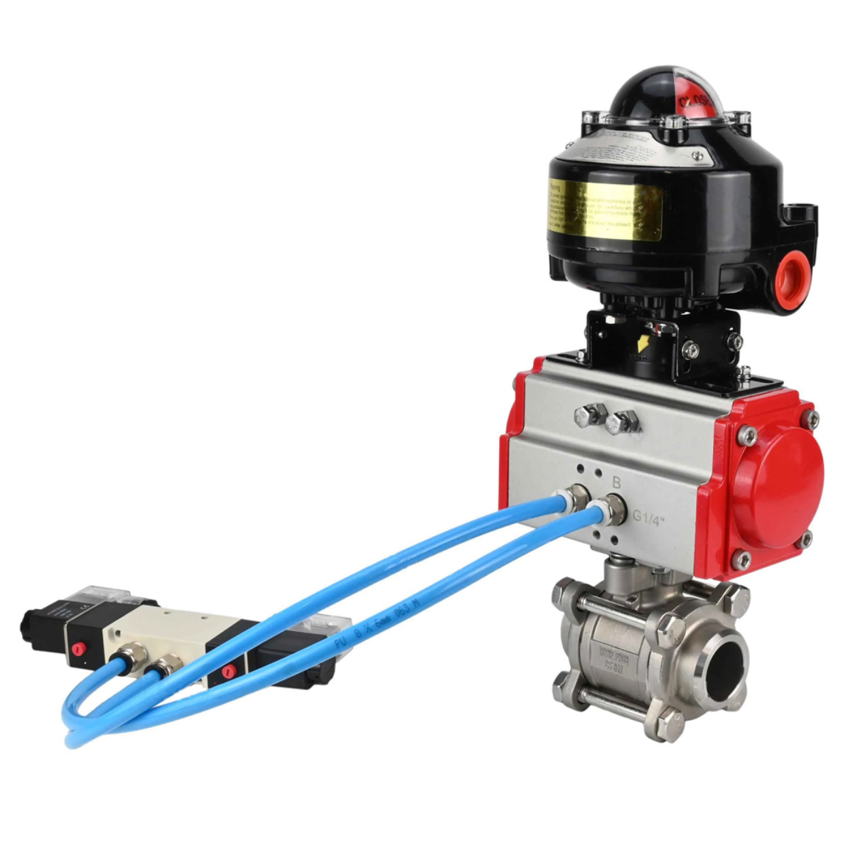 Изображение товара Кран шаровой DN32 с пневмоприводом, нержавеющая сталь, 63 бар