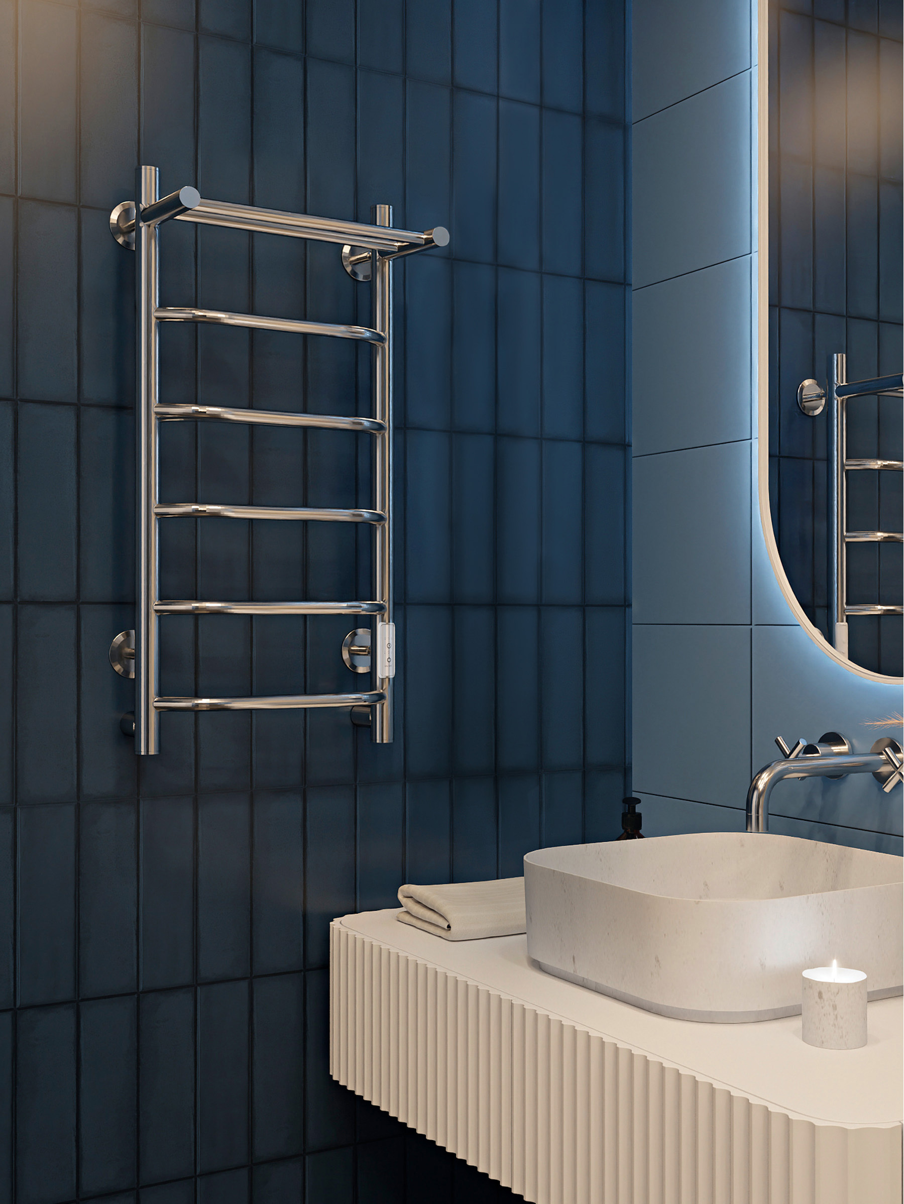 Изображение товара Электрический полотенцесушитель MYSPACE Temazo 400x800 мм 72 Вт с полкой