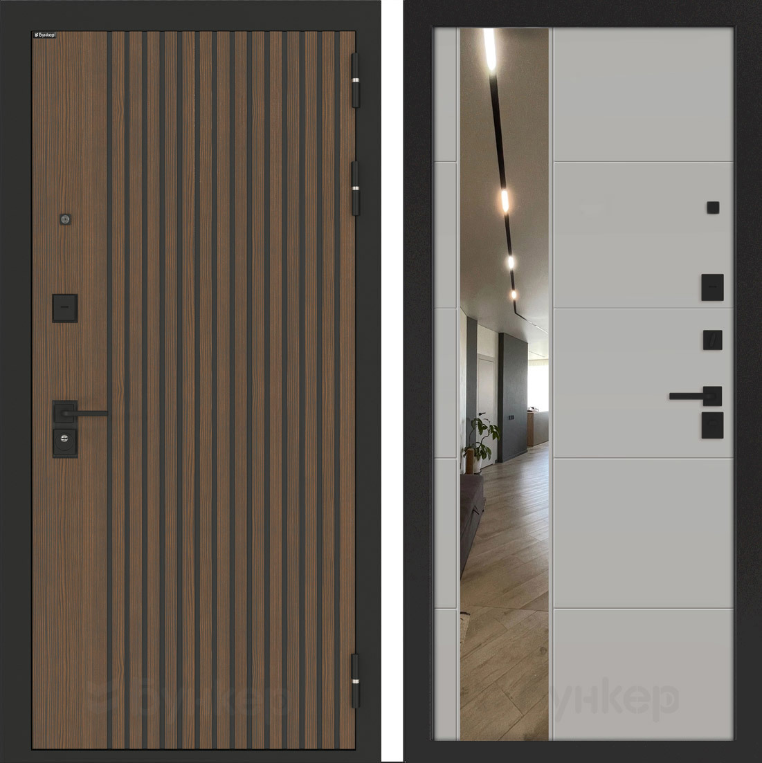 Изображение товара Входная дверь Бункер BN-02 с панелью ФЛЗ-649, правый, 205x88 см, ларче орех