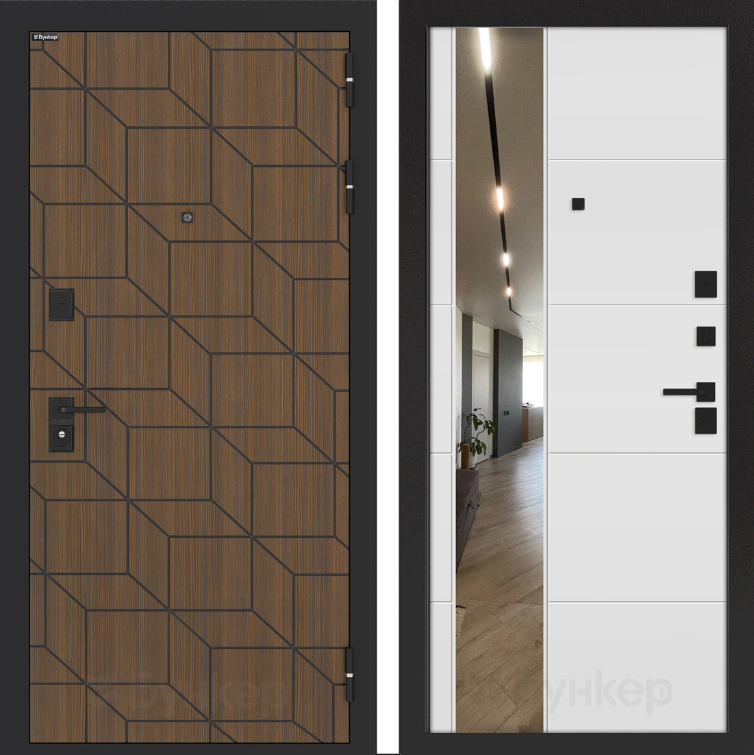 Изображение товара Входная дверь Бункер BN-03 с панелью ФЛЗ-649, правый, ларче орех/белый софт