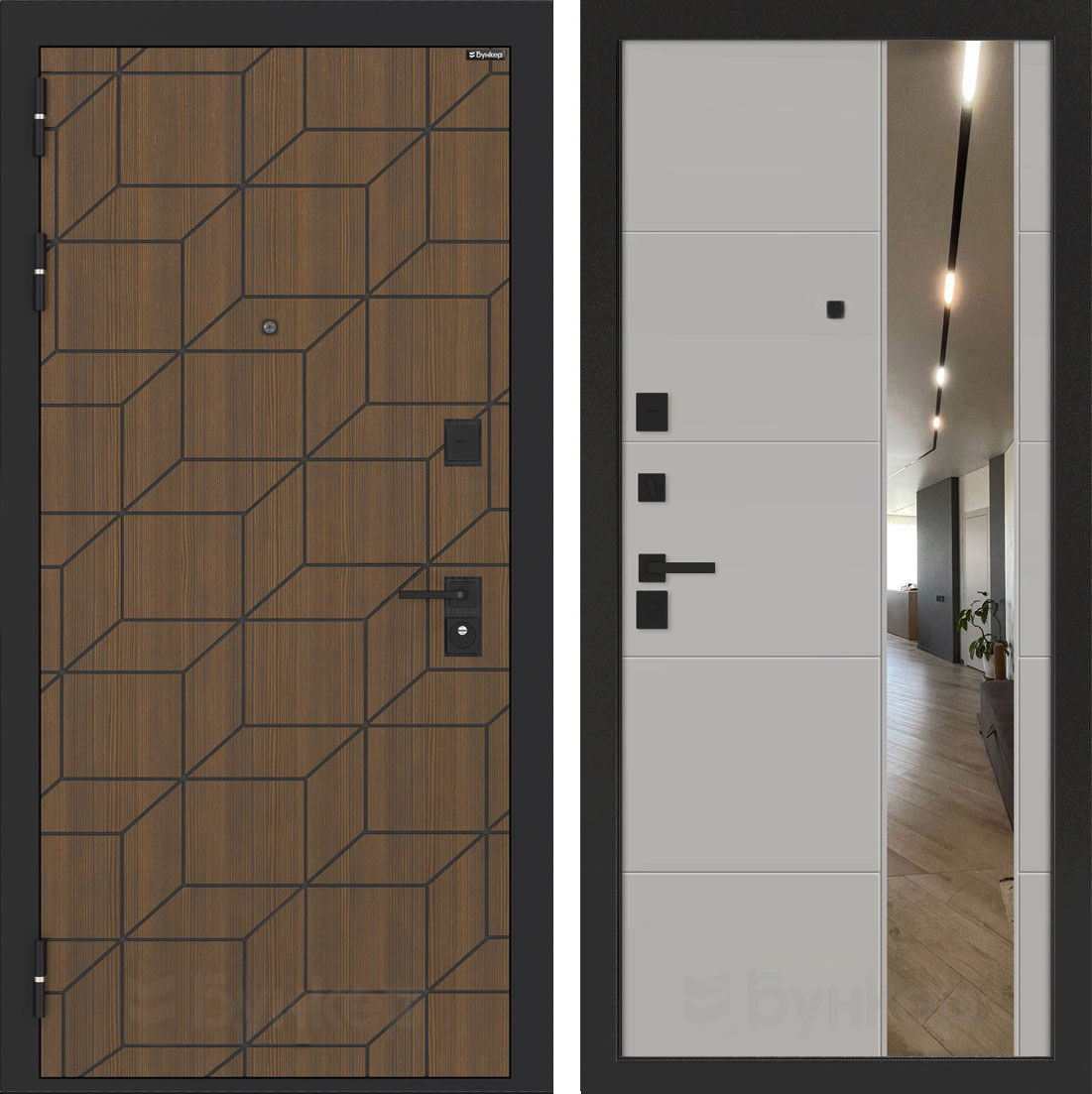 Изображение товара Бункер BN-03 с панелью ФЛЗ-649 - надежная входная дверь, ларче орех Изображение товара Бункер BN-03 с панелью ФЛЗ-649 - надежная входная дверь, ларче орех