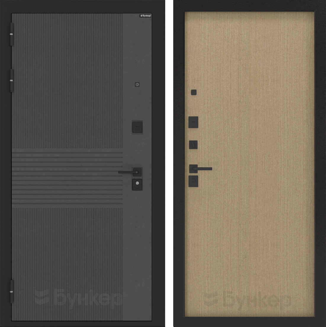 Изображение товара Входная дверь ДВЕРИ БУНКЕР BN-04 с панелью ДВП, левый, дюна муссон