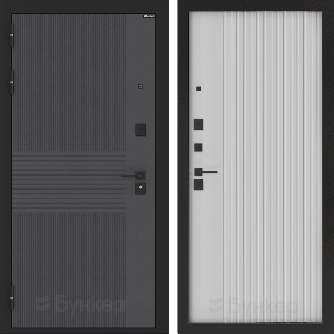 Изображение товара Входная дверь ДВЕРИ БУНКЕР BN-05 с панелью Хомс, левая, лофт графит