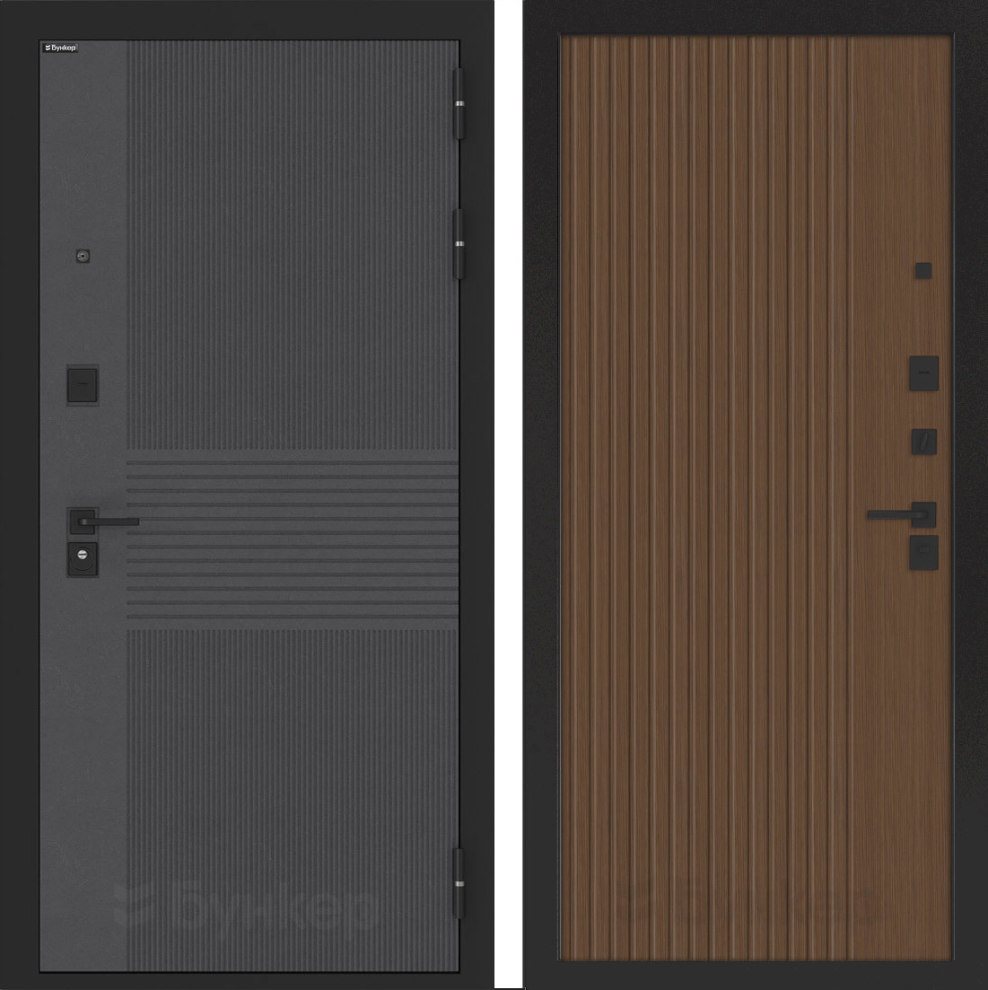 Изображение товара Входная дверь Бункер BN-05 с панелью Хомс правый 205x88см цвет лофт графит/дуб кантри