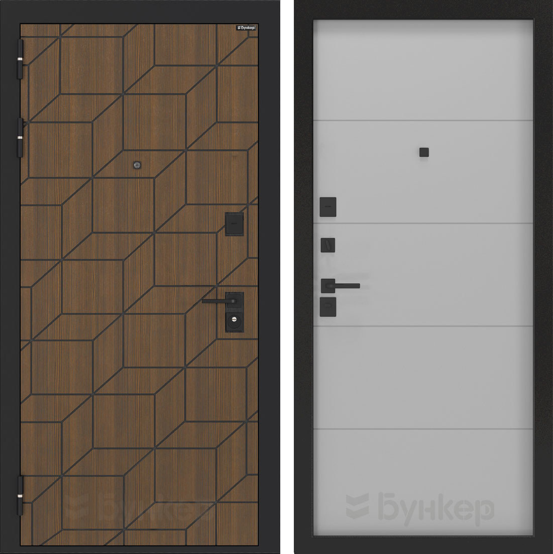Изображение товара Входная дверь Бункер BN-03 с панелью ФЛ-649 левый 205x96см цвет ларче орех/лайт грей софт