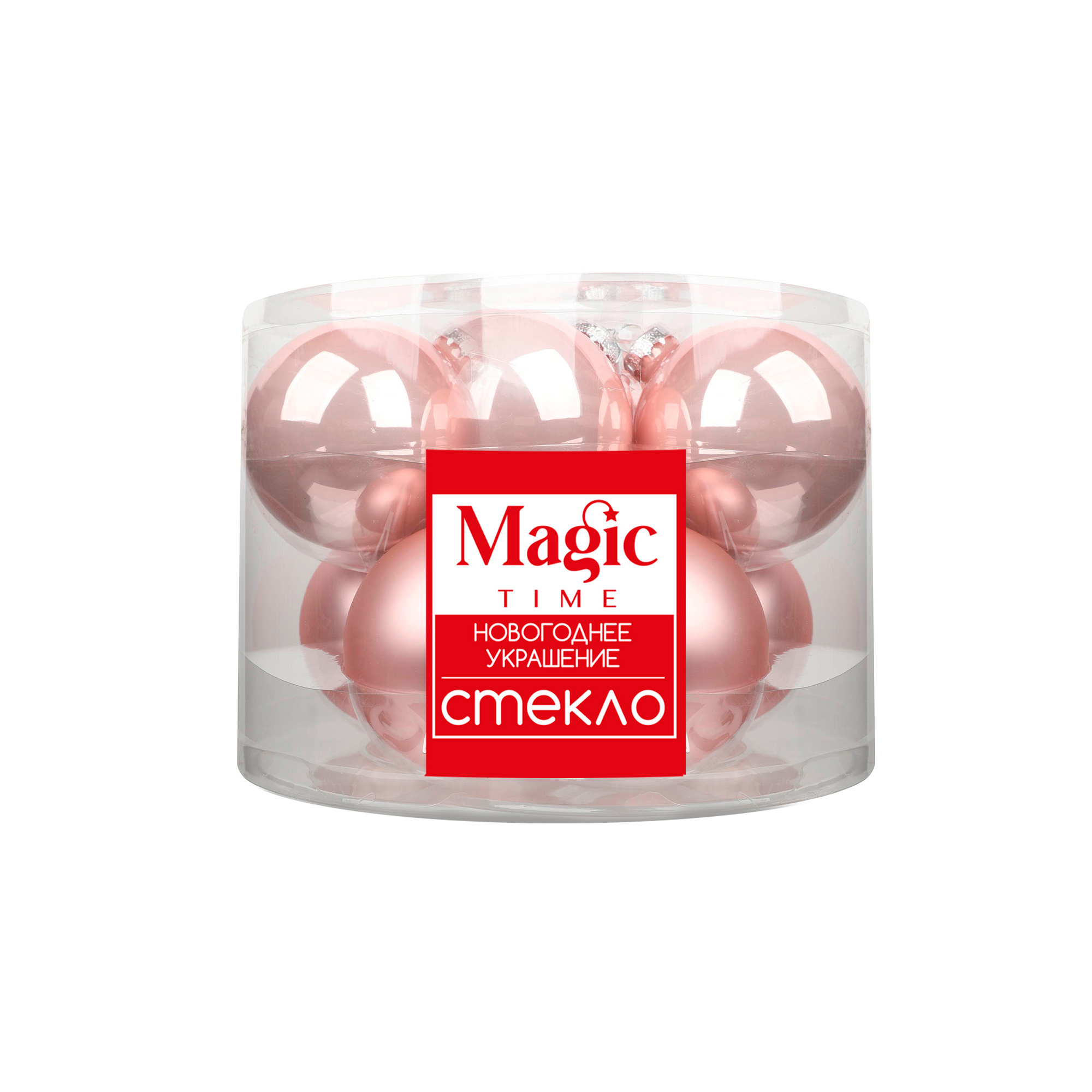 Изображение товара Набор елочных шаров ø6 см стекло розовый 8 шт праздничное украшение новогодней елки