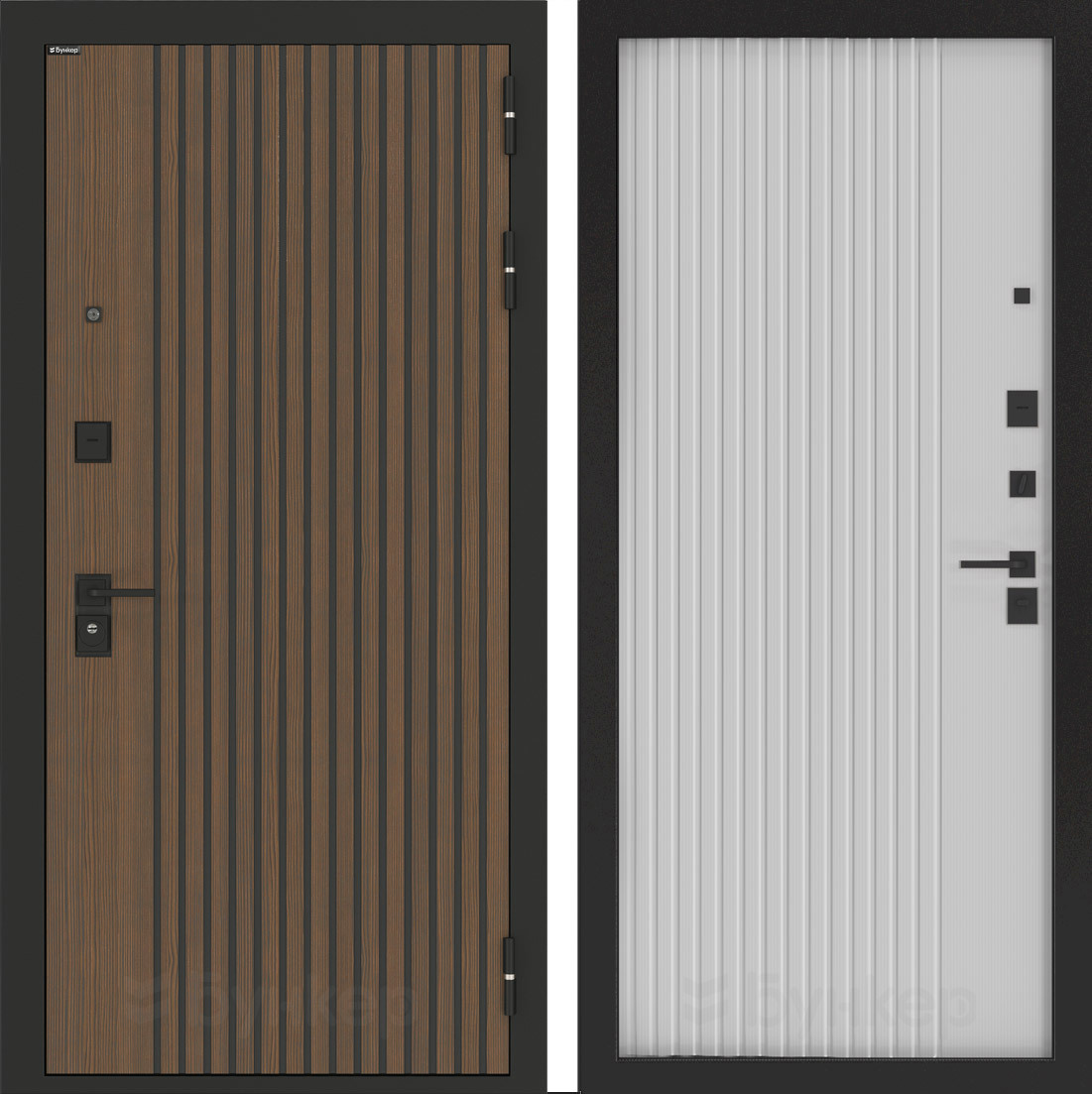 Изображение товара Входная дверь Бункер BN-02 с панелью Хомс правый 205x96см цвет ларче орех/белый софт