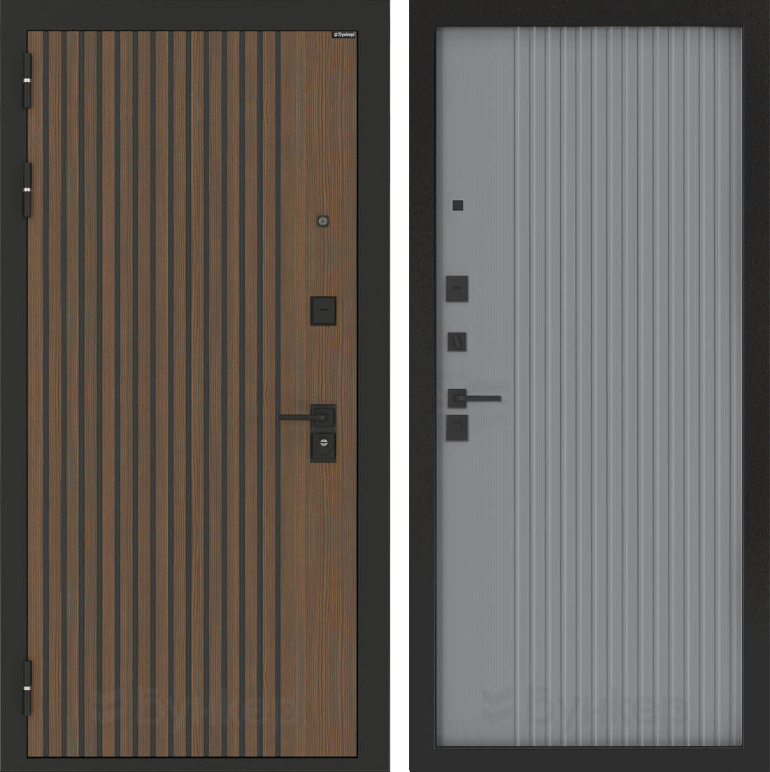 Изображение товара Входная дверь ДВЕРИ БУНКЕР BN-02 с панелью Хомс, Левый, 205x88 см, Ларче орех