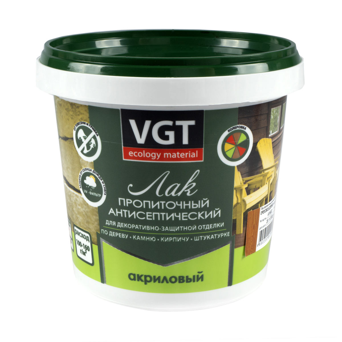 Изображение товара Лак пропиточный антисептический Vgt 32680 коричневый 0.9 л