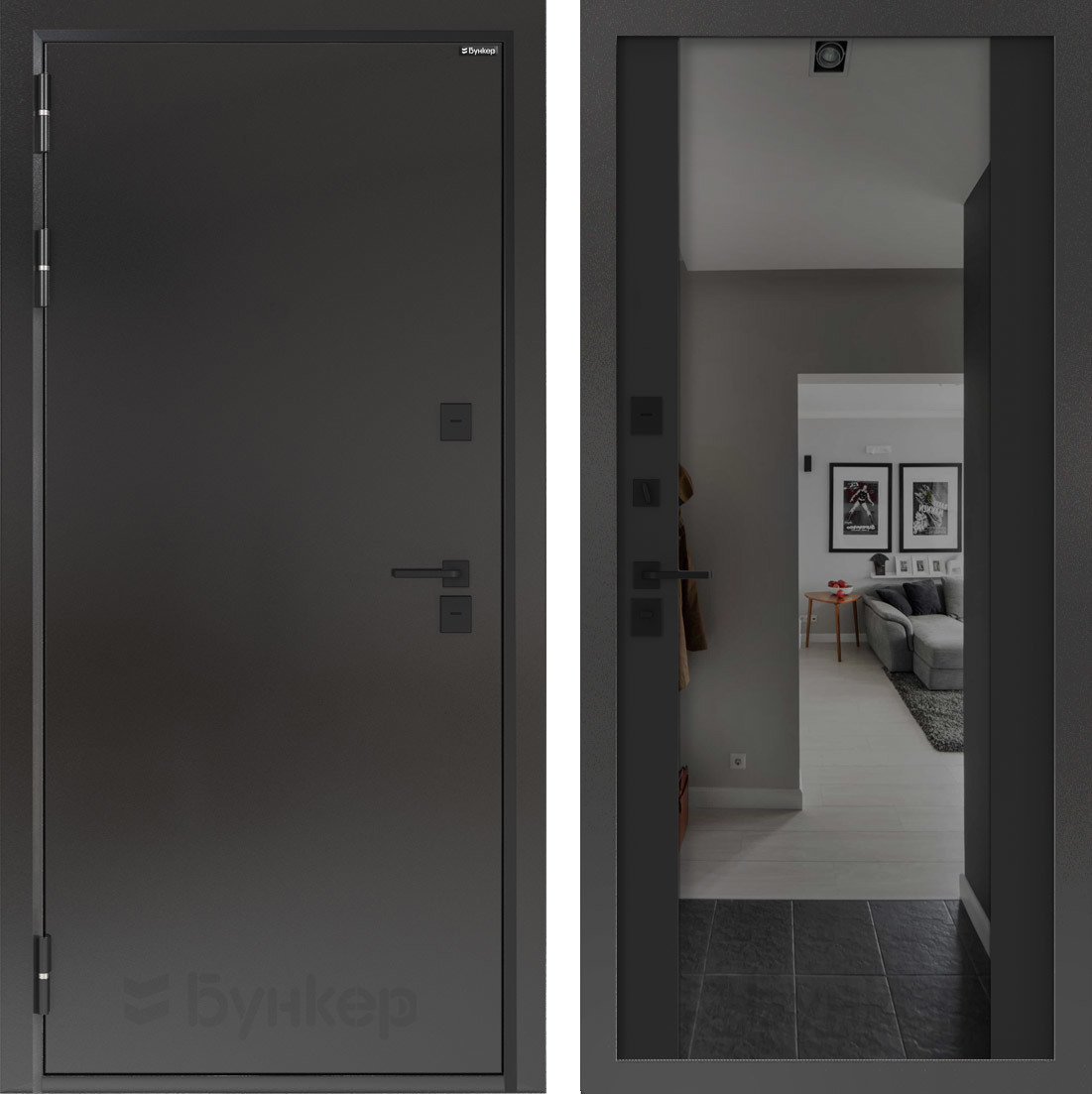 Изображение товара Входная дверь Бункер BN-10 с панелью ФЛЗ-1, левый, 205x96, букле темный