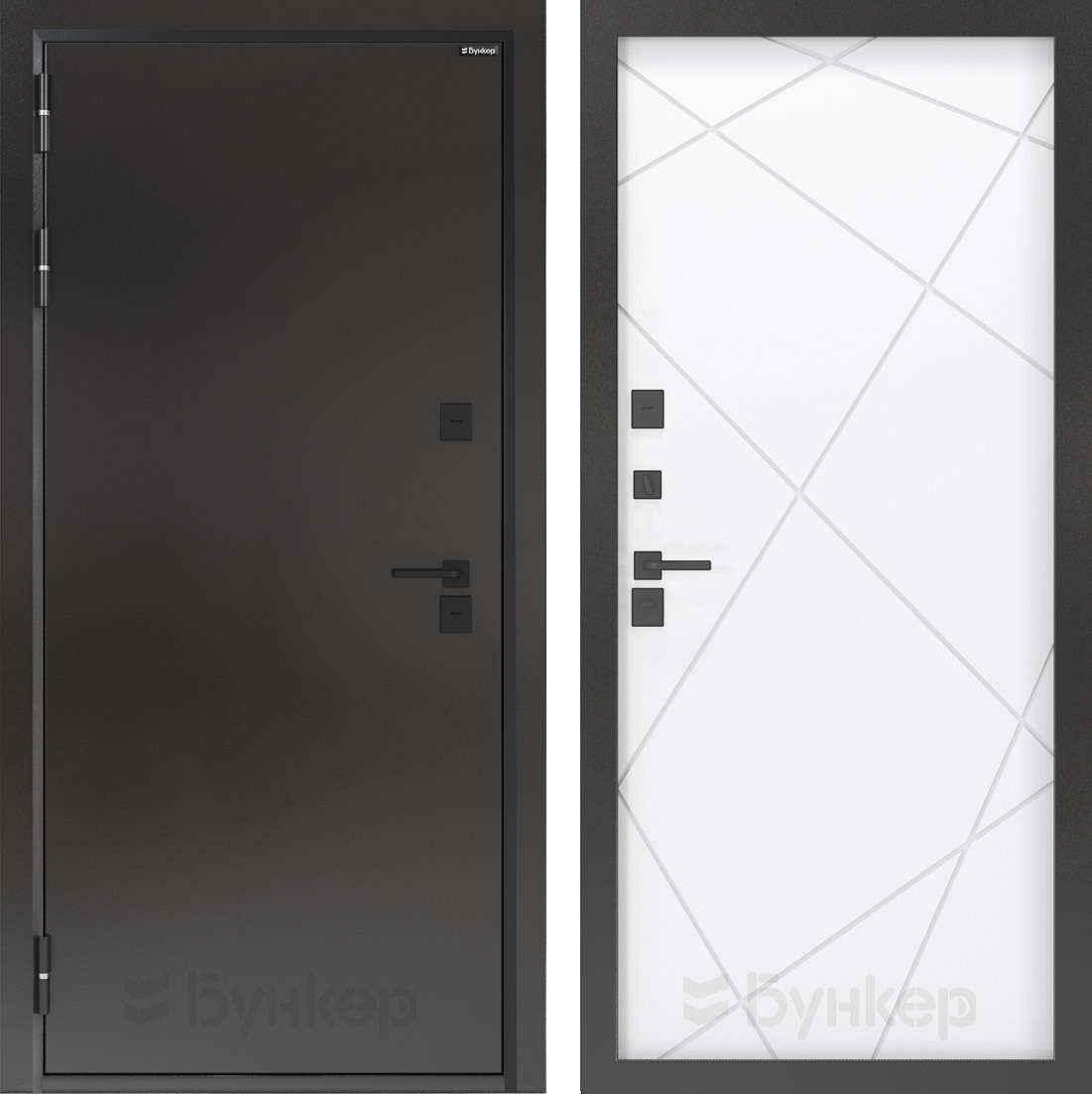 Изображение товара Дверь Бункер BN-10 с панелью ФЛ-291, левый 205x88, букле темный/Белый софт