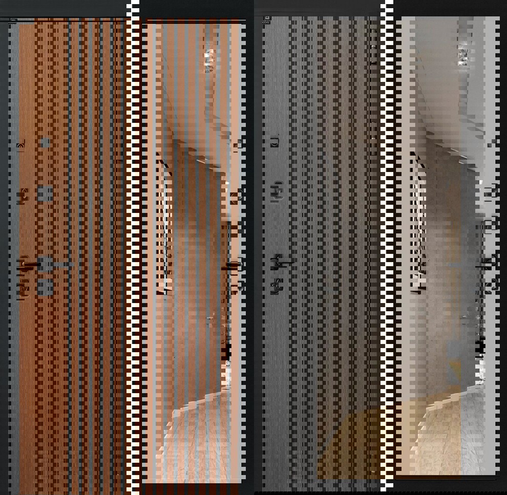 Изображение товара Входная дверь Двери Лабиринт Шторм с панелью Максимум правый 205x96см цвет дуб кантри темный/грей софт с зеркалом