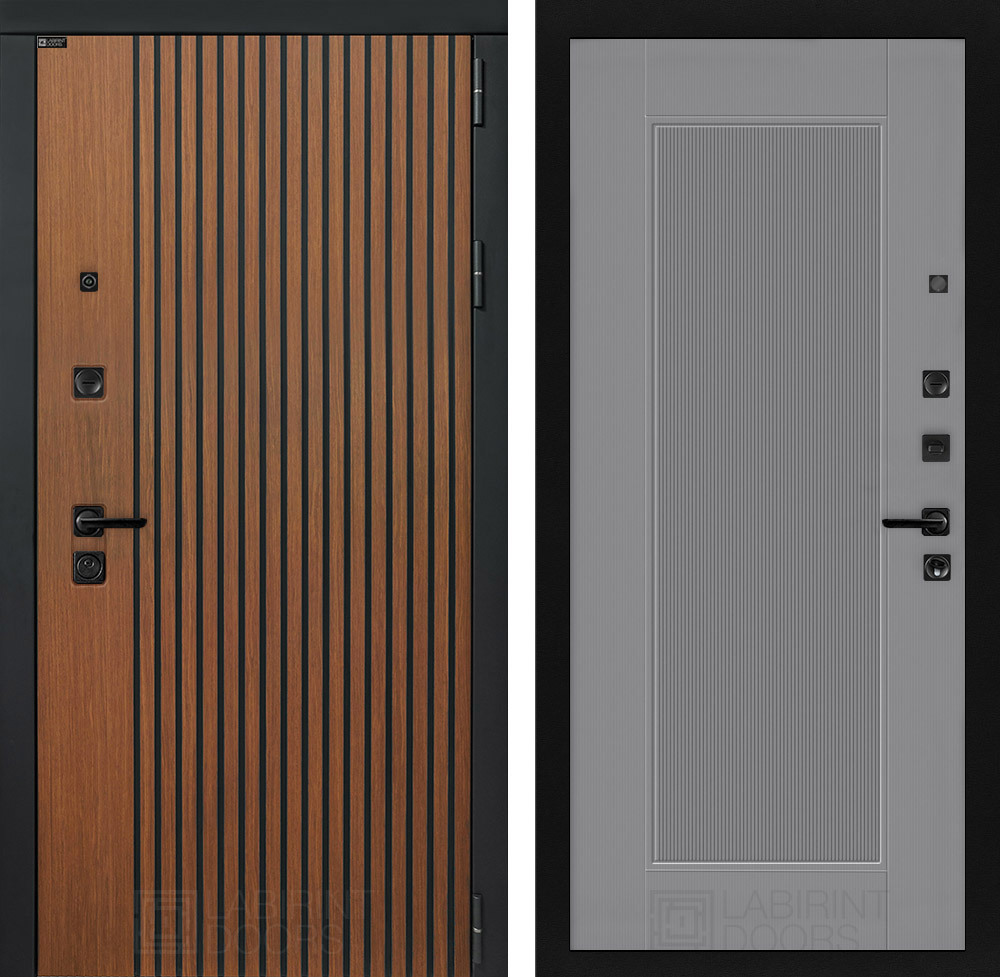 Изображение товара Входная дверь Двери Лабиринт Шторм с панелью П30 правый 205x96см цвет дуб кантри темный/серый софт