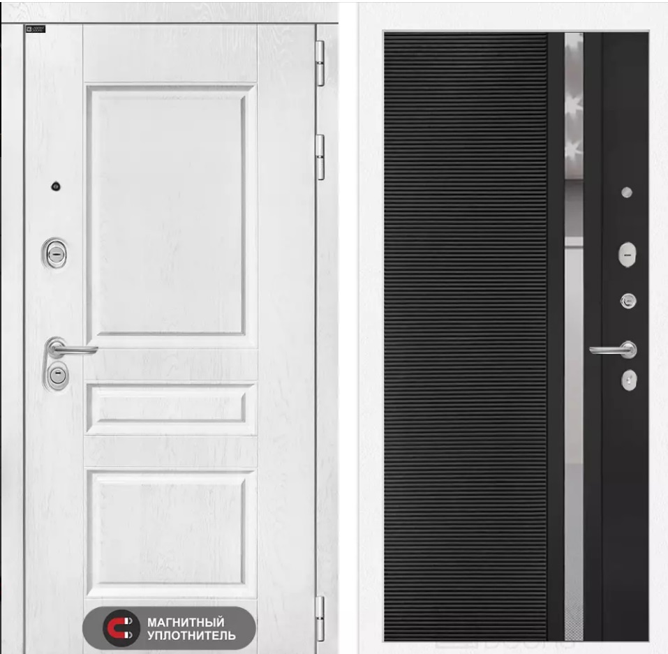 Изображение товара Входная дверь Двери Лабиринт Версаль с панелью П31 правый 205x96см цвет альберо браш серебро/черный кварц с зеркалом