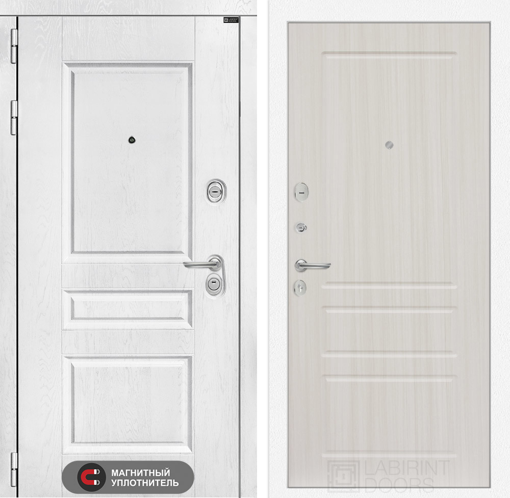 Изображение товара Входная дверь Двери Лабиринт Версаль с панелью П03 левый 205x96см цвет альберо браш серебро/сандал белый