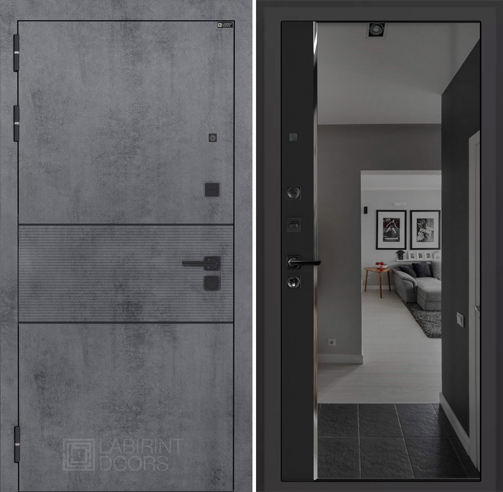 Изображение товара Входная дверь Инфинити Панформа Панорама | Двери Лабиринт, 205x88, бетон темный