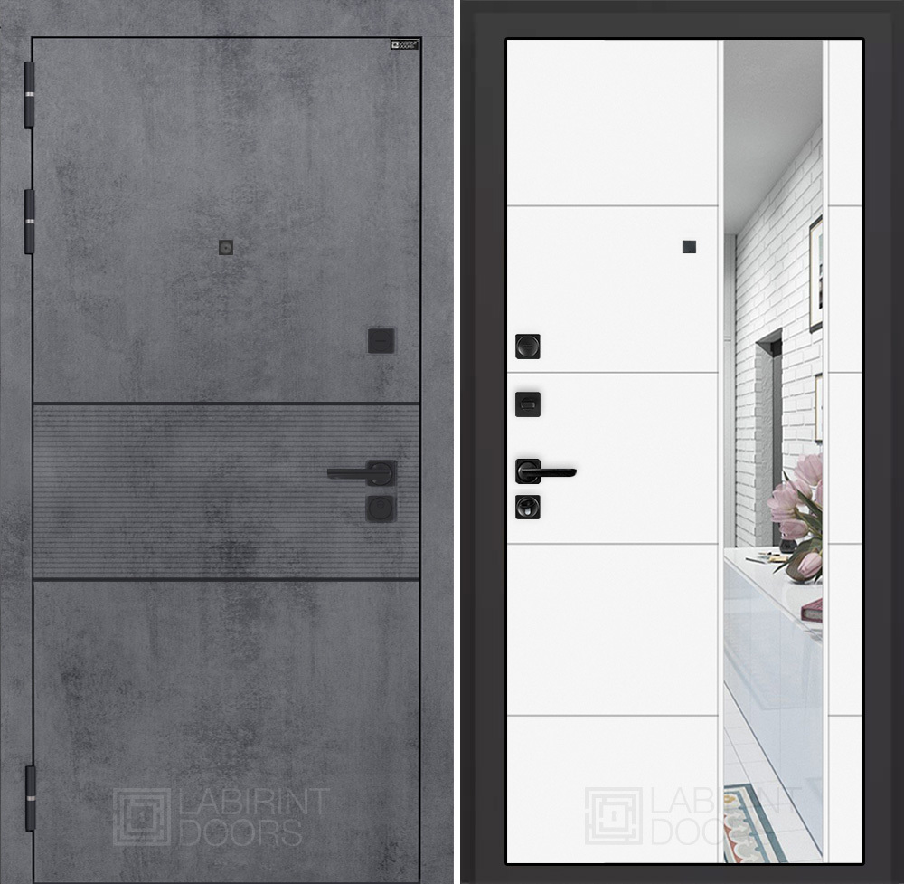 Изображение товара Входная дверь ДВЕРИ ЛАБИРИНТ Инфинити с панелью П19, левый, бетон темный
