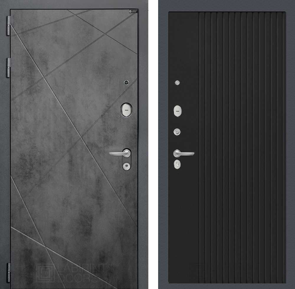 Изображение товара Входная дверь Двери Лабиринт Лофт с панелью П29 левый 205x96см цвет бетон темный/черный кварц