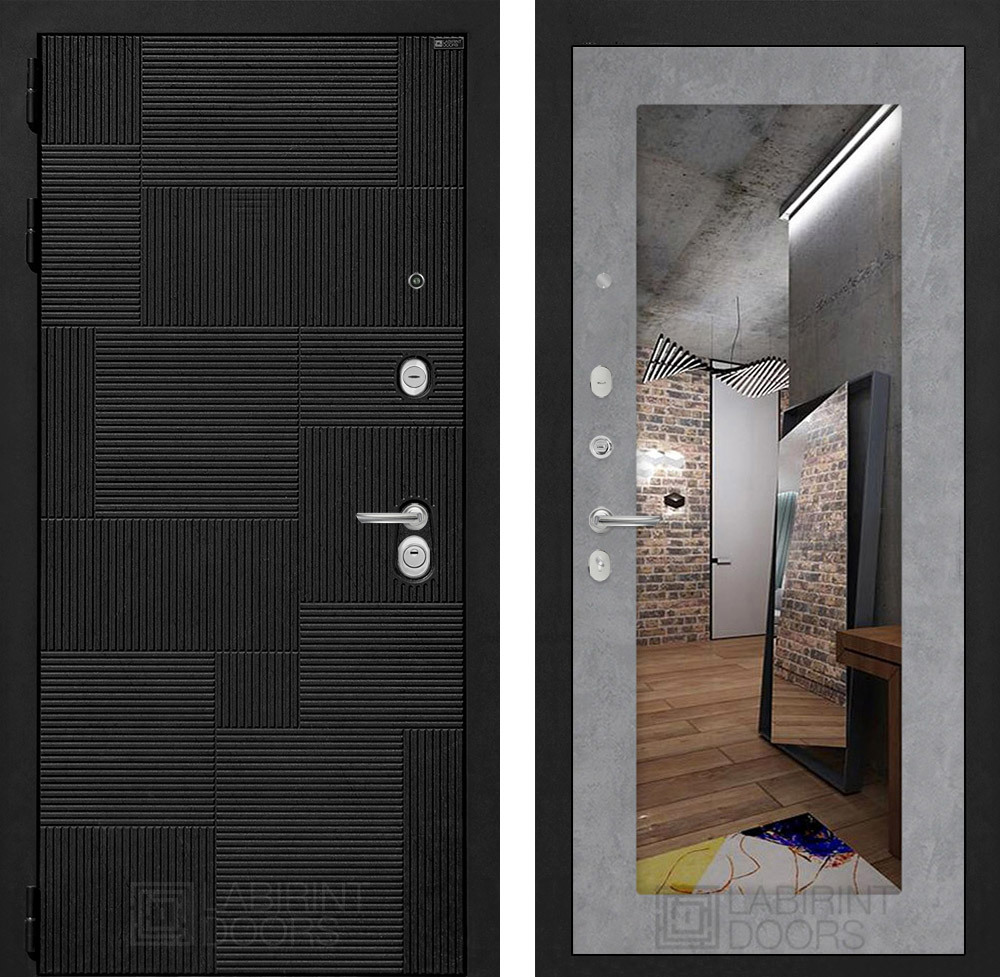 Изображение товара Двери ЛАБИРИНТ Пазл П18 — утепленная входная дверь, лофт черный