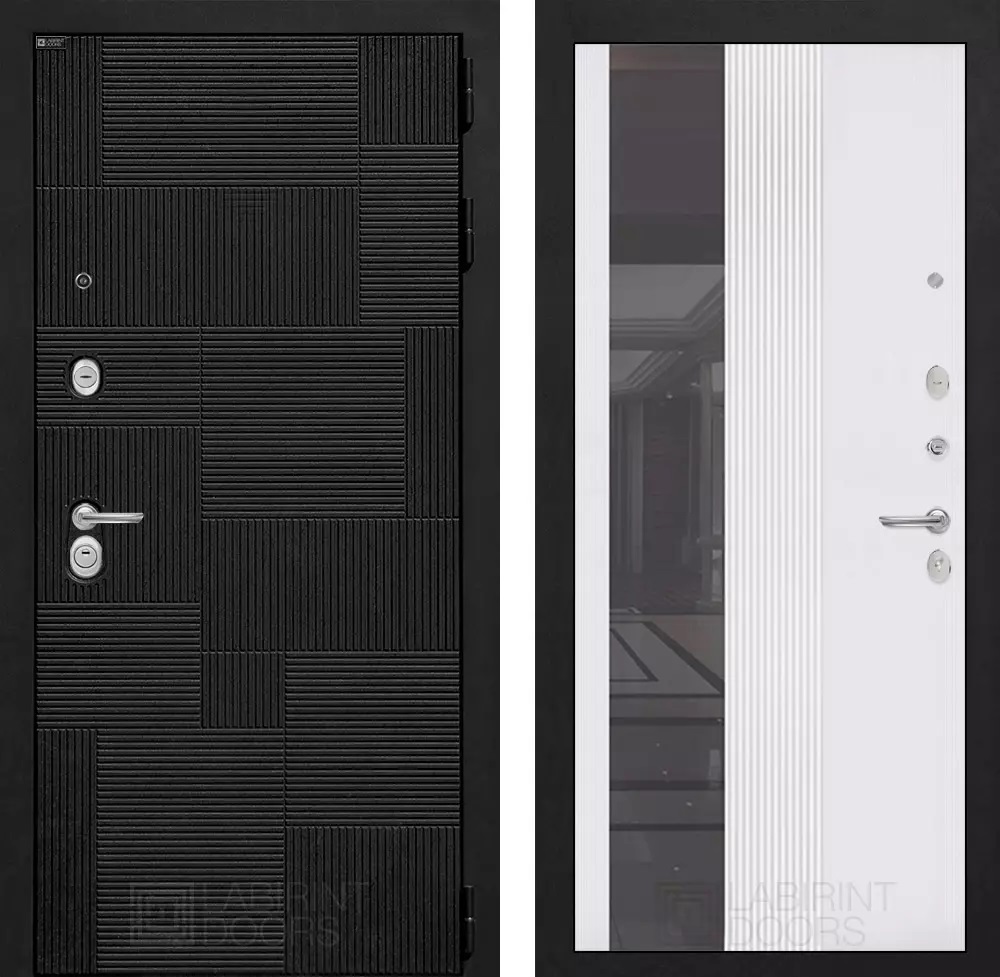 Изображение товара Входная дверь ДВЕРИ ЛАБИРИНТ Пазл П32, лофт черный, 205x88 см