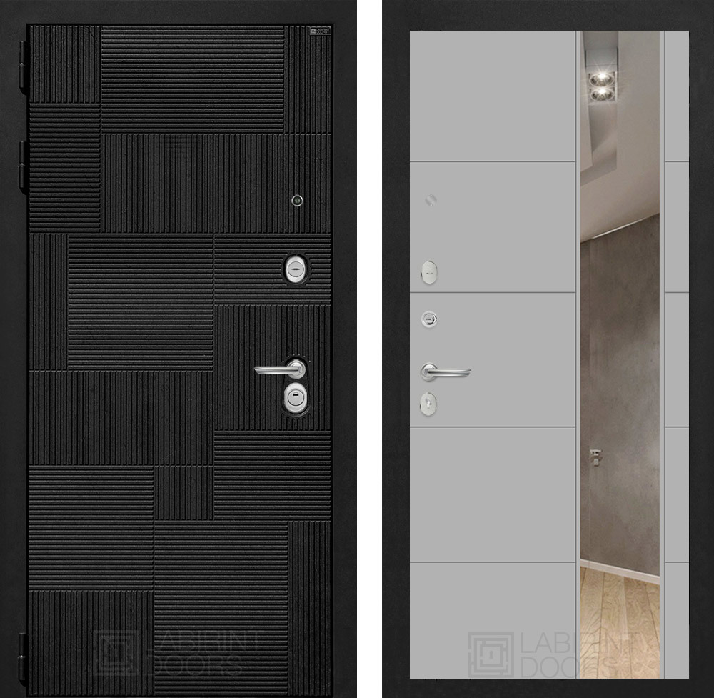 Изображение товара Входная дверь ДВЕРИ ЛАБИРИНТ Пазл с панелью П19 Лофт черный/Грей софт