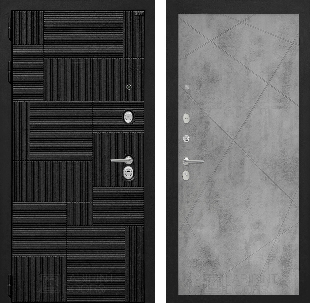 Изображение товара Входная дверь Двери Лабиринт Пазл с панелью П24 левый 205x88см цвет лофт черный/бетон светлый